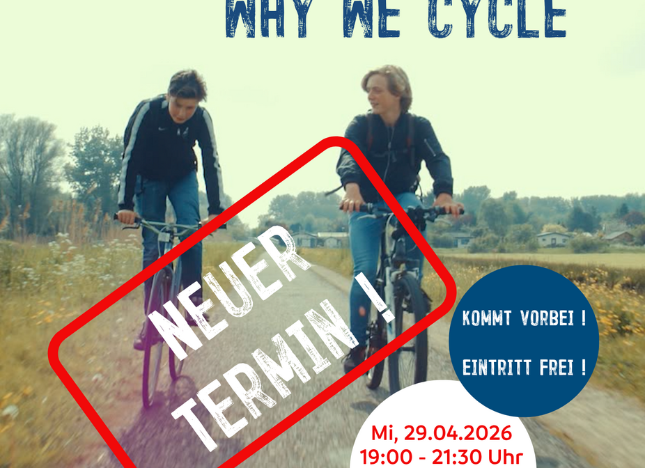 Filmplakat Filmplakat mit Veranstaltungsdaten und Filmszene, die zwei radfahrende Jungen zeigt